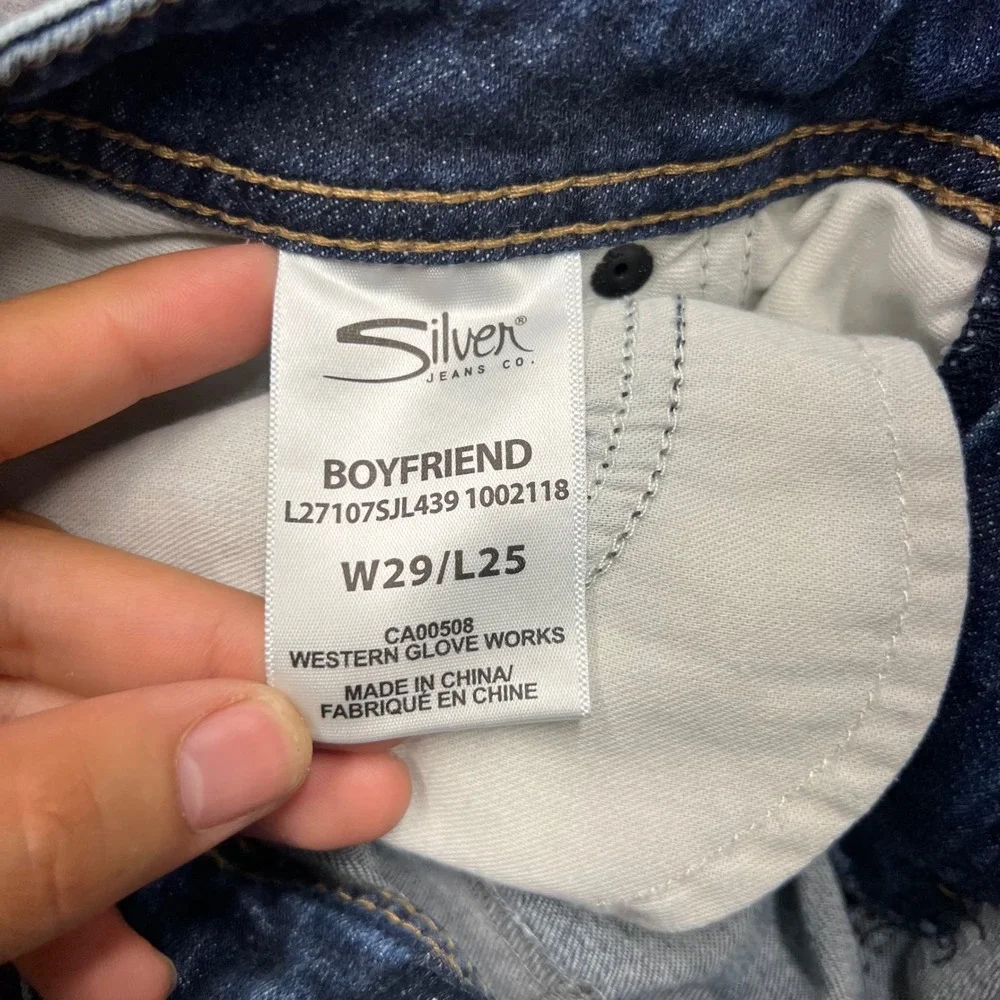 Silver Jeans Co Boyfriend Distressed Blue Super Stretch Denim Jeans W29 L25 1411